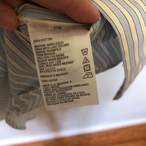 Nautica Short Sleeve Button Up Shirt Blue Yellow Stripes New XXL - Picture 7 of 7